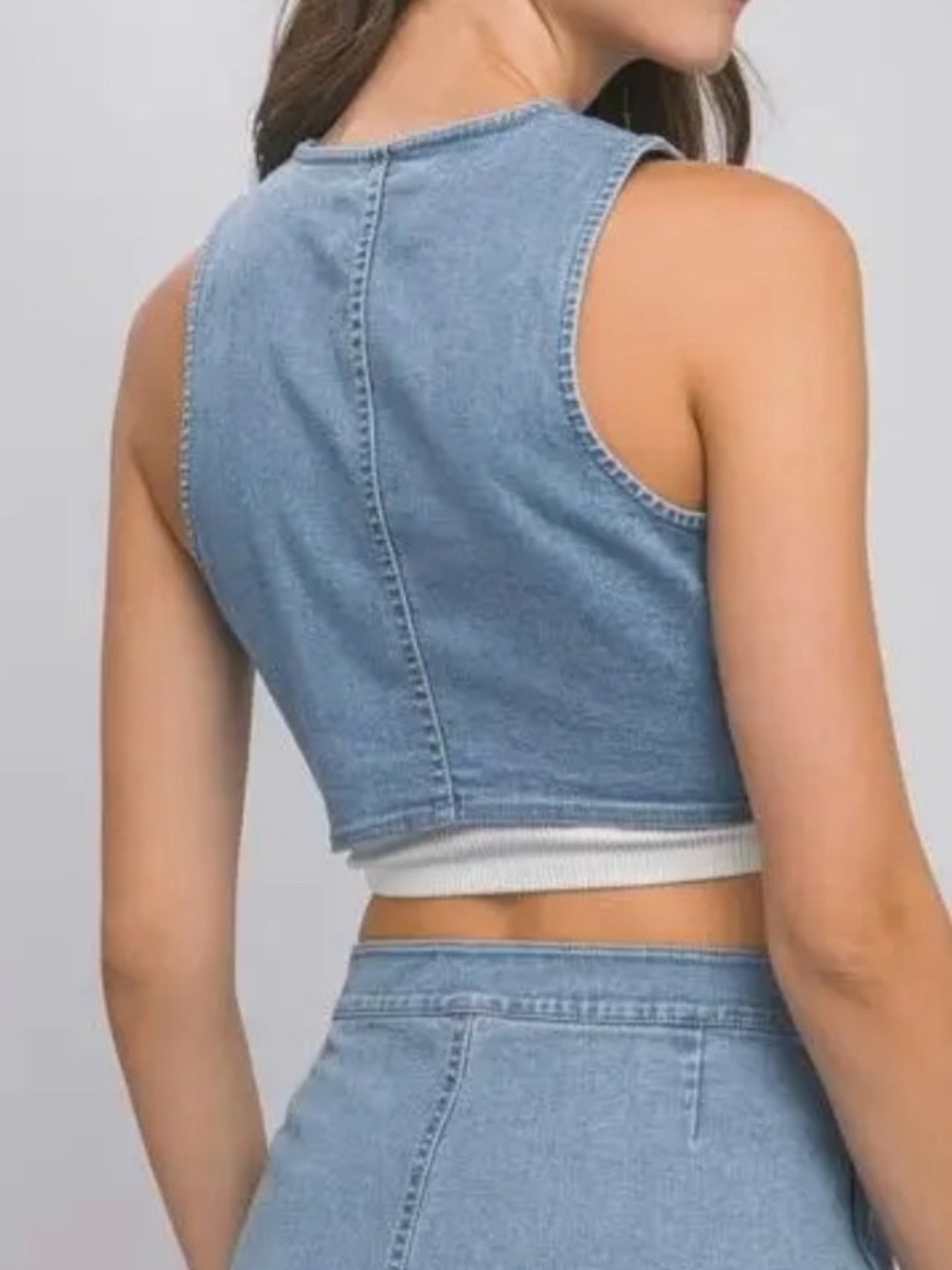 Love Tree Blue Denim  Cropped Tank Top